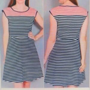 Draper James A-line shift dress, t-shirt, navy coral striped, size XL